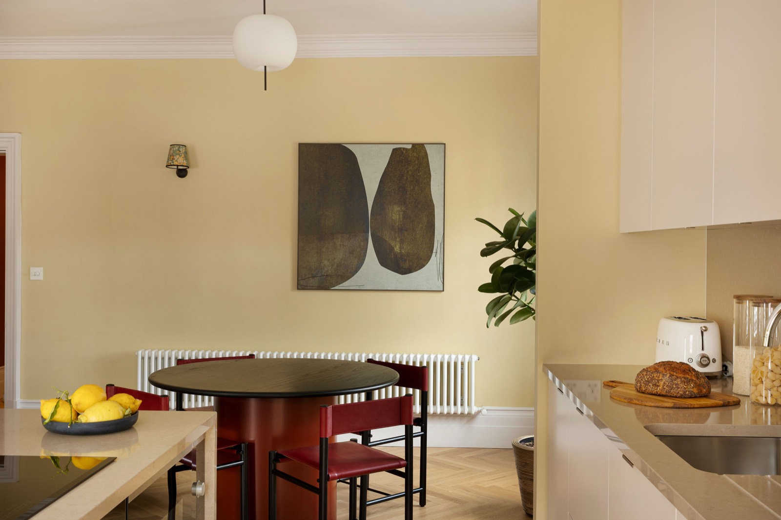 Dining table beside the kitchen counter
