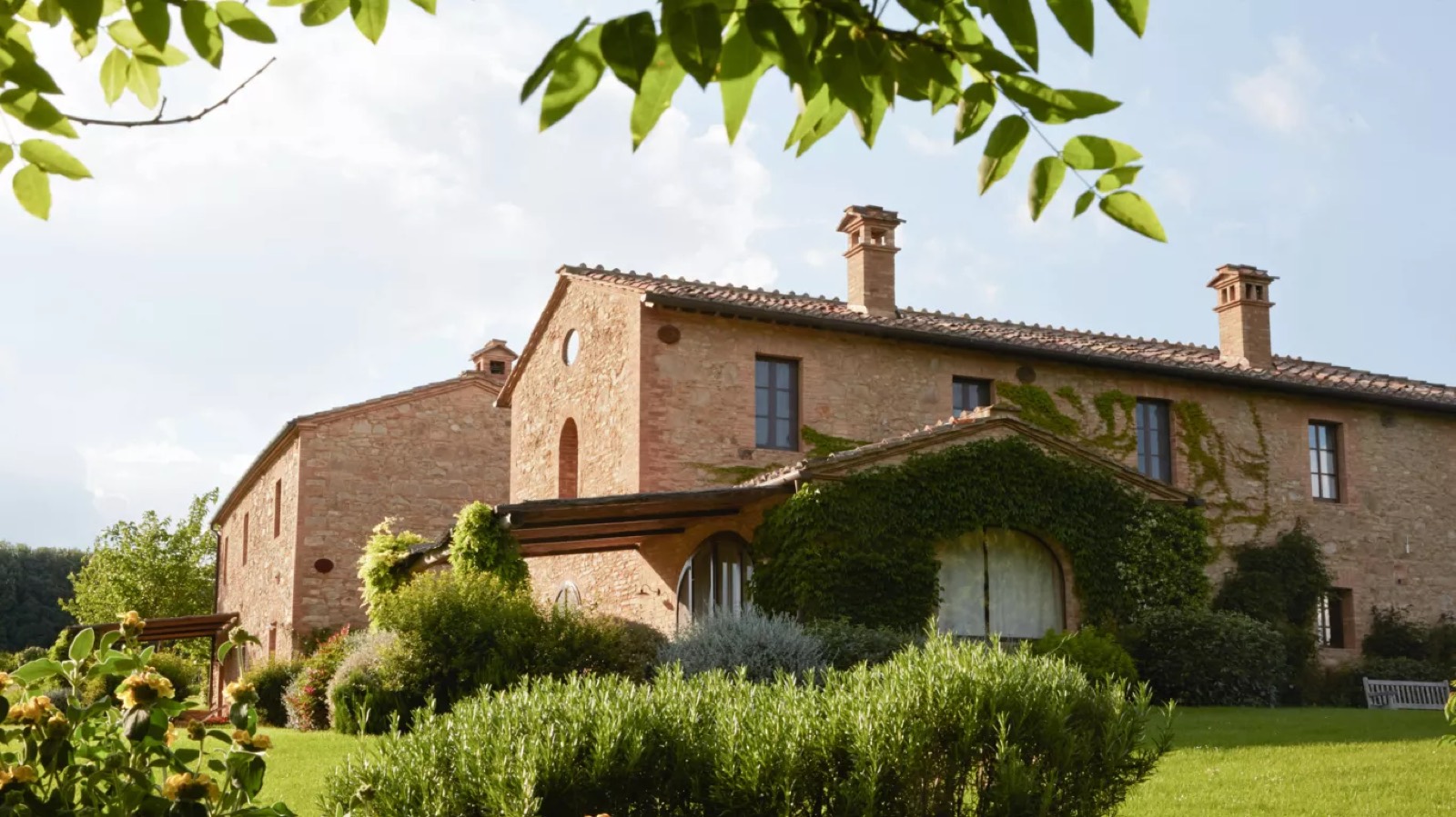 Ivy-clad stone villa from the garden
