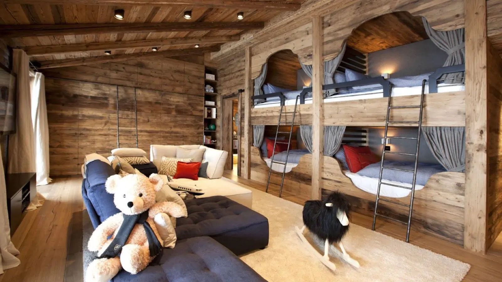 Bunk room with four built-in beds