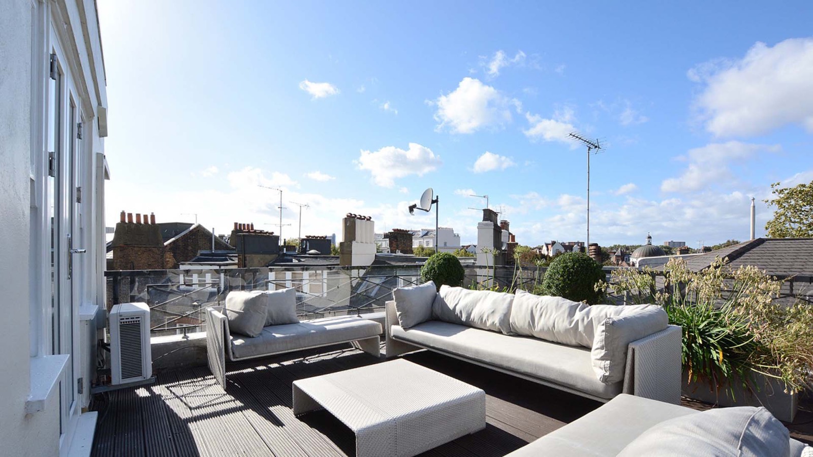 Terrace seating with views over the rooftops