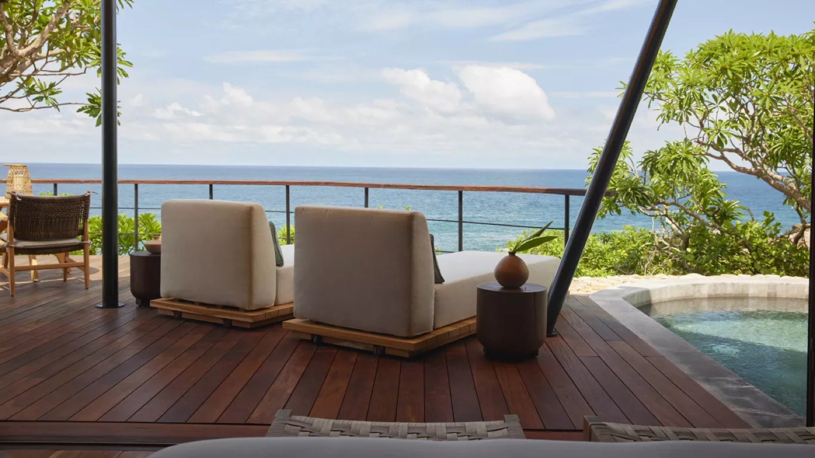 Deck seating facing the open sea