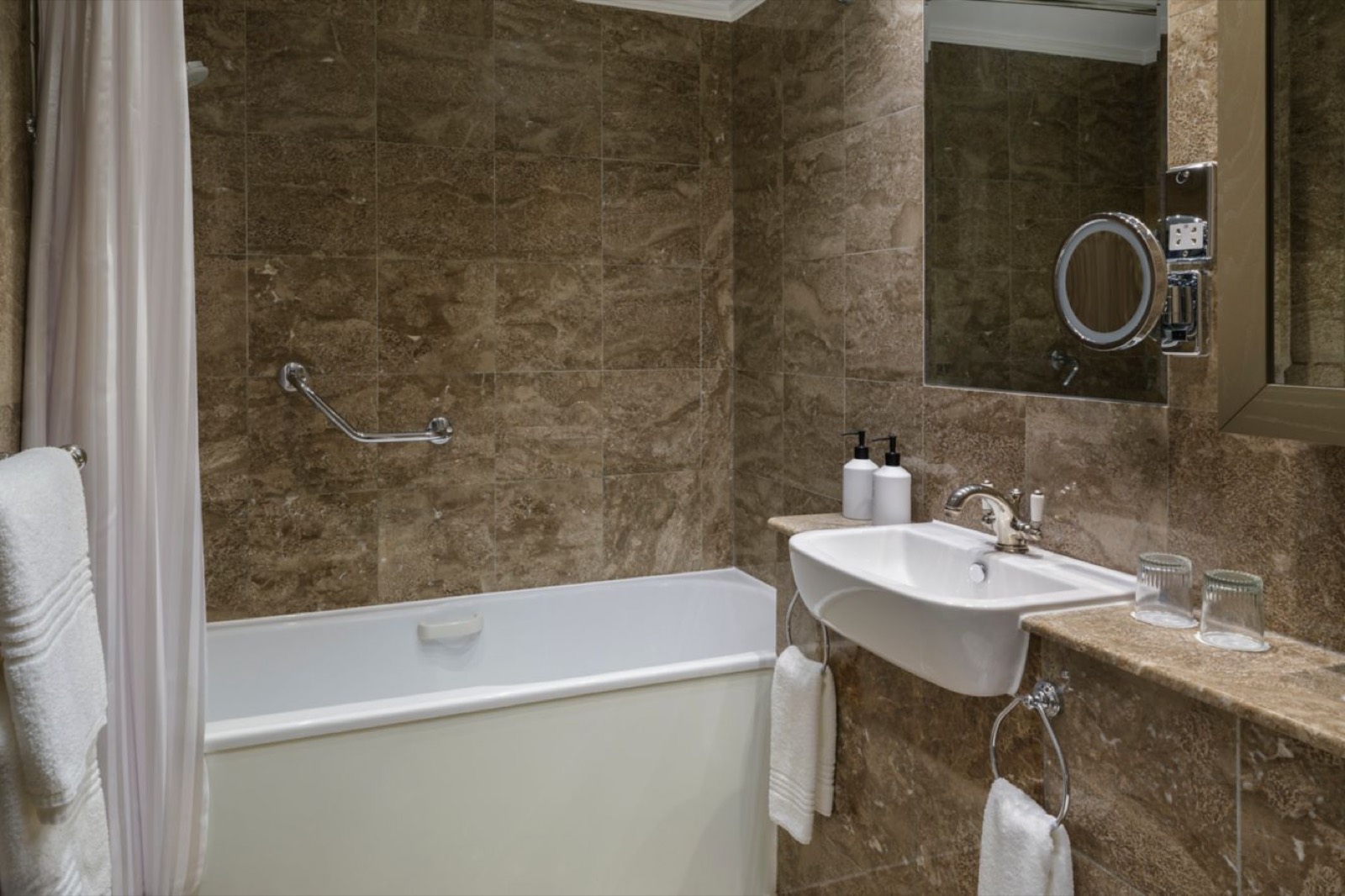 Second bathroom in warm brown marble