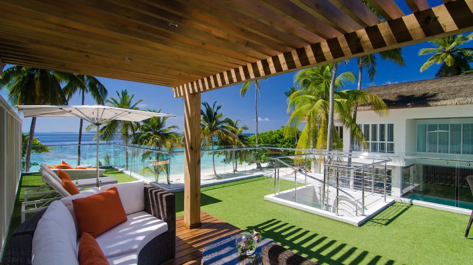 Rooftop terrace under a timber pergola