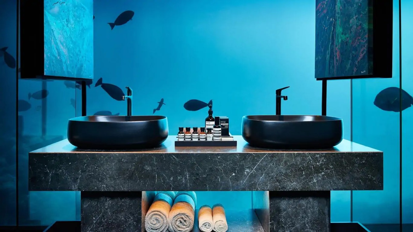 Twin basins against the undersea window