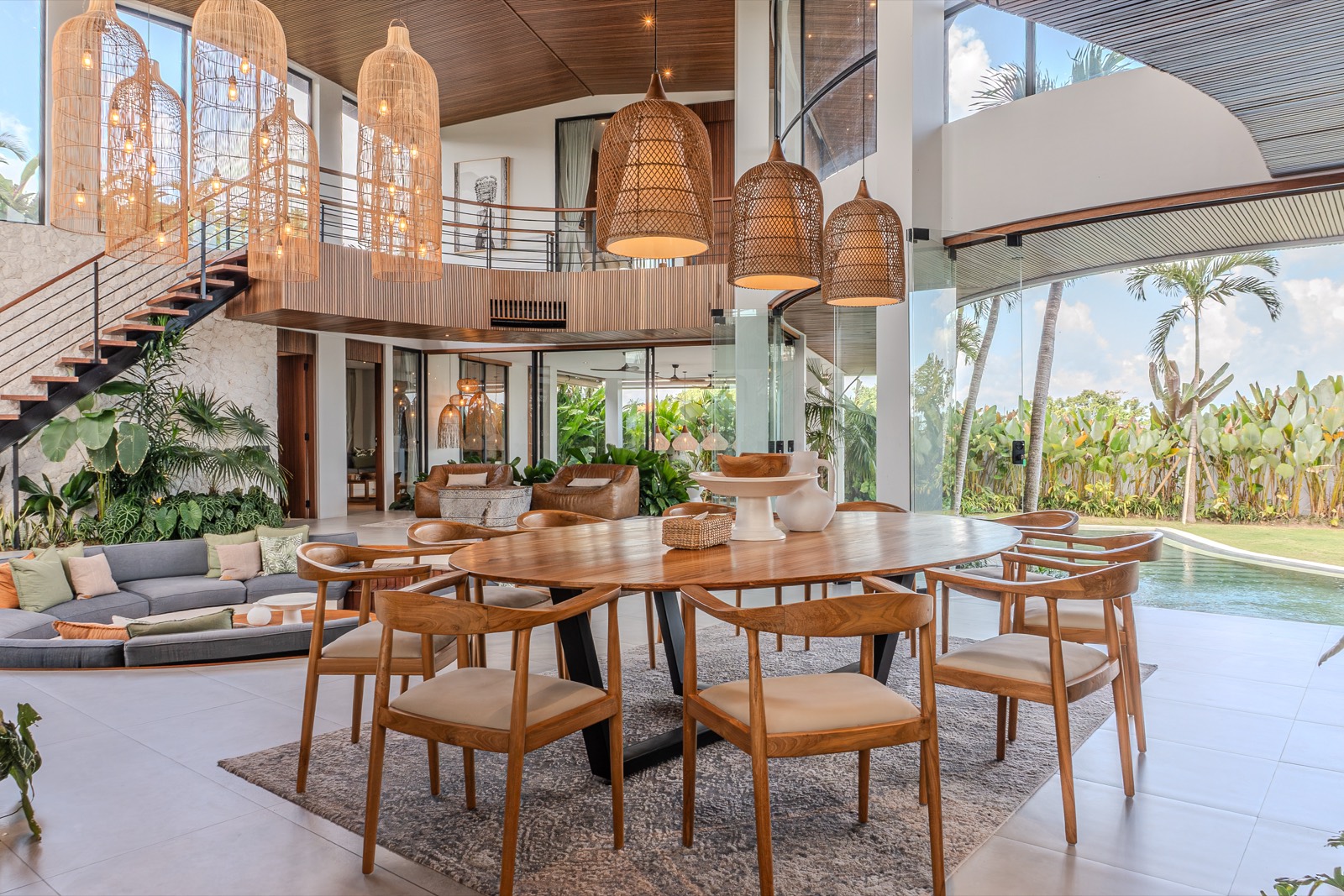 Dining table with the pool beyond