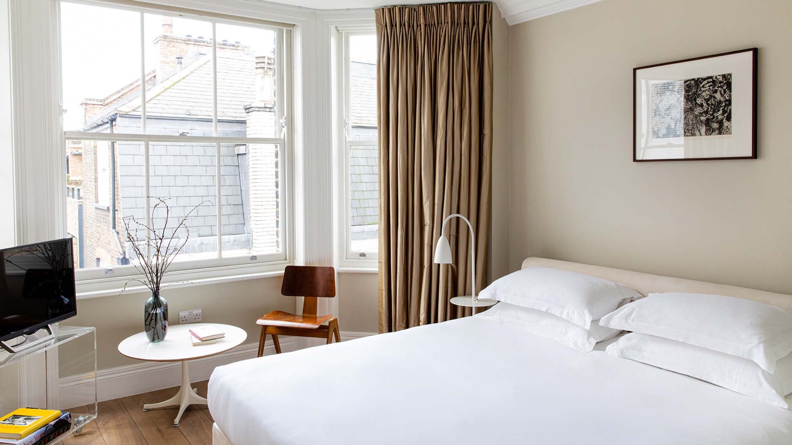 Bedroom bay window over the rooftops